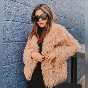 Women's Mauve Pink Faux Fur Jacket